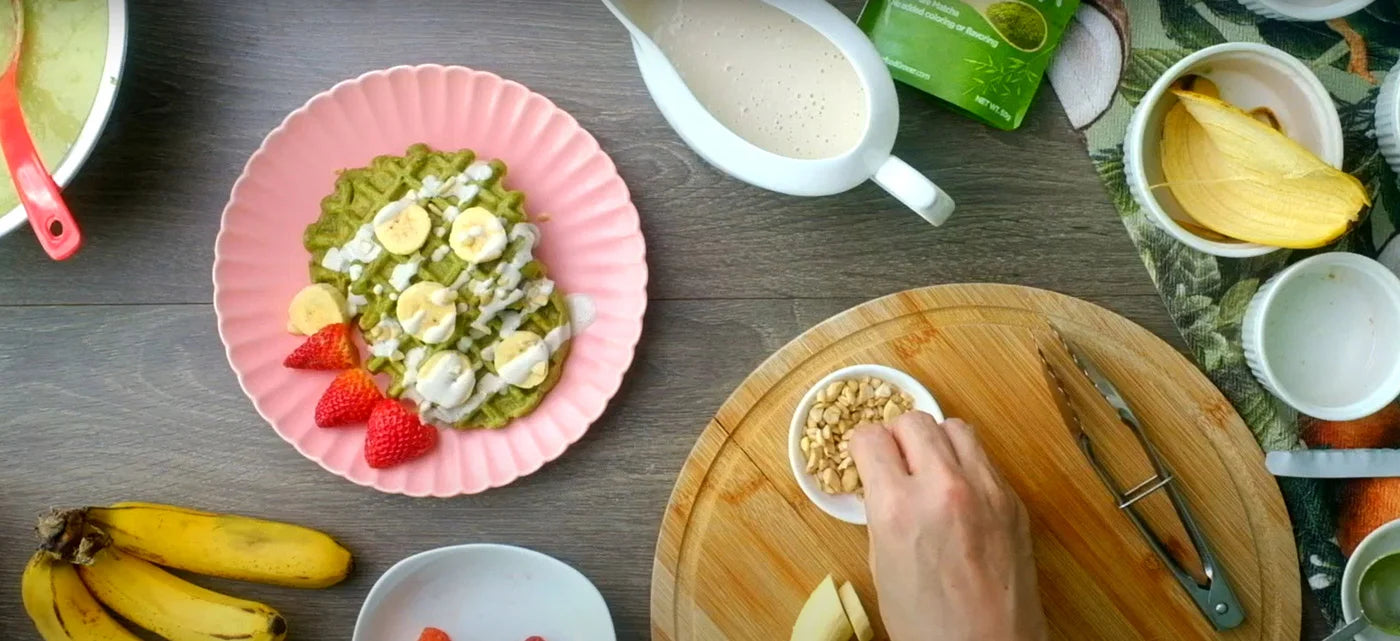 Vegan matcha waffles