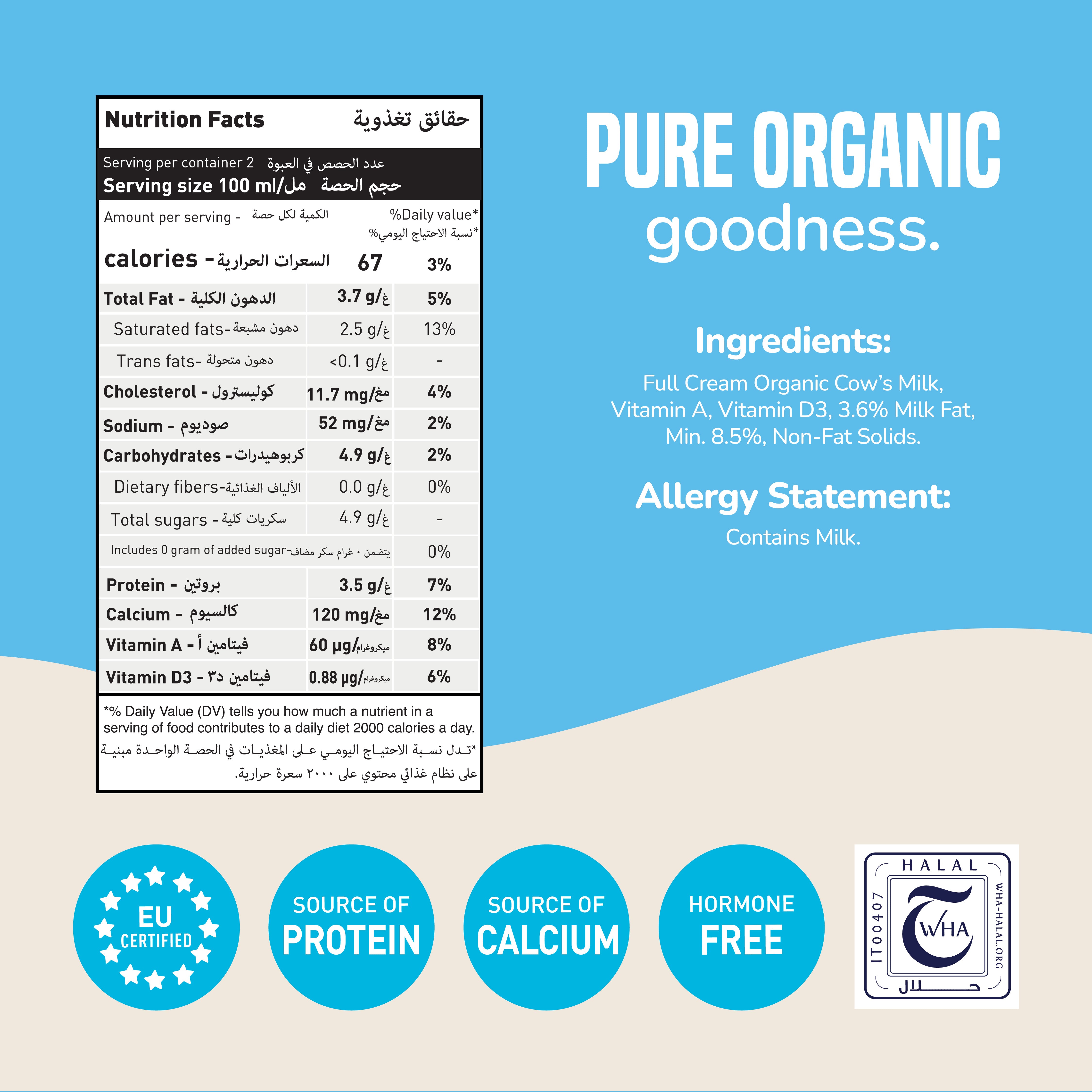 Organic Whole Fat Milk 200ML