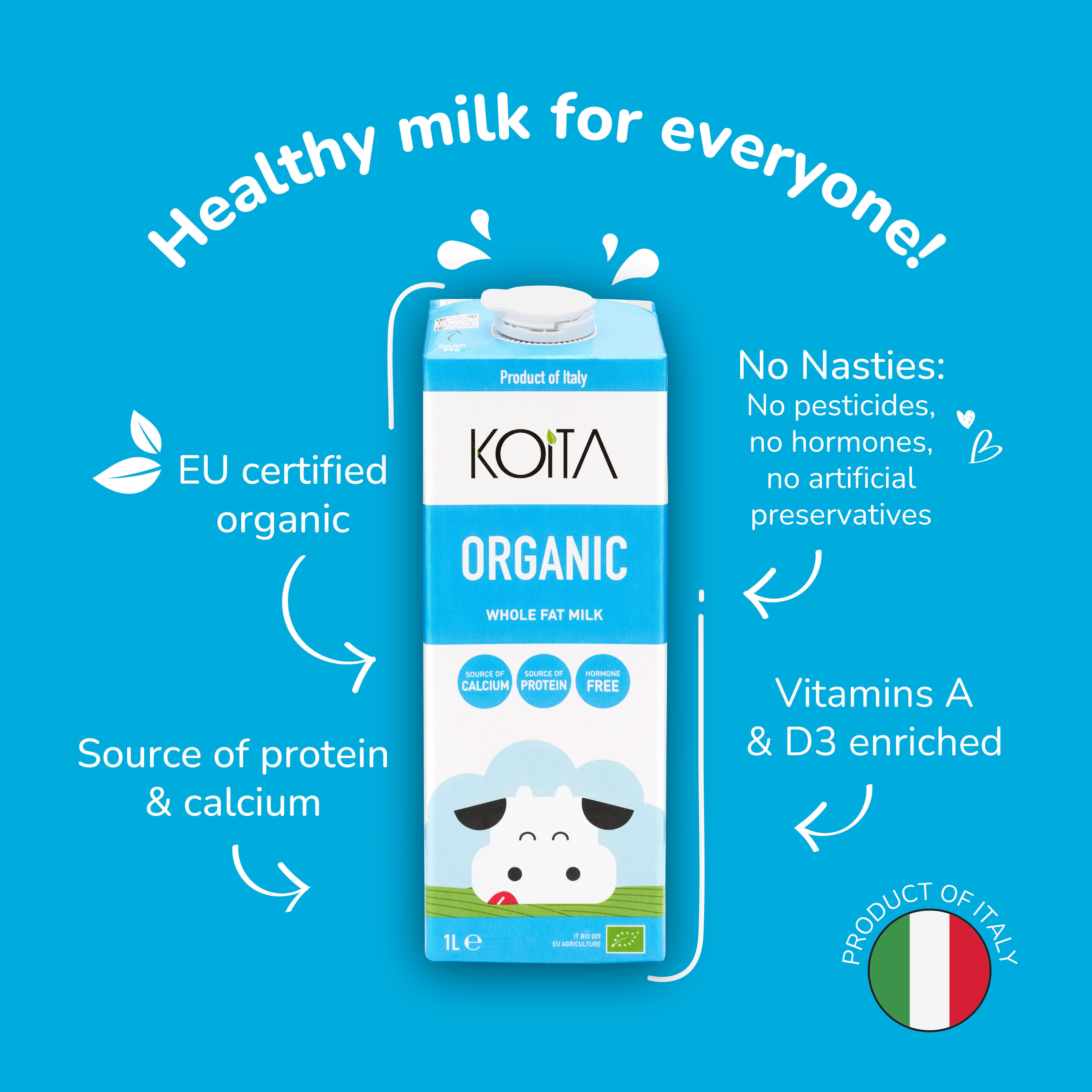 Organic Whole Fat Milk 1L